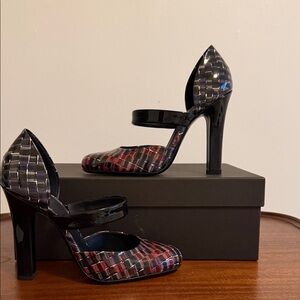 Bottega Veneta Black and Purple, Red Patented Leather Heels